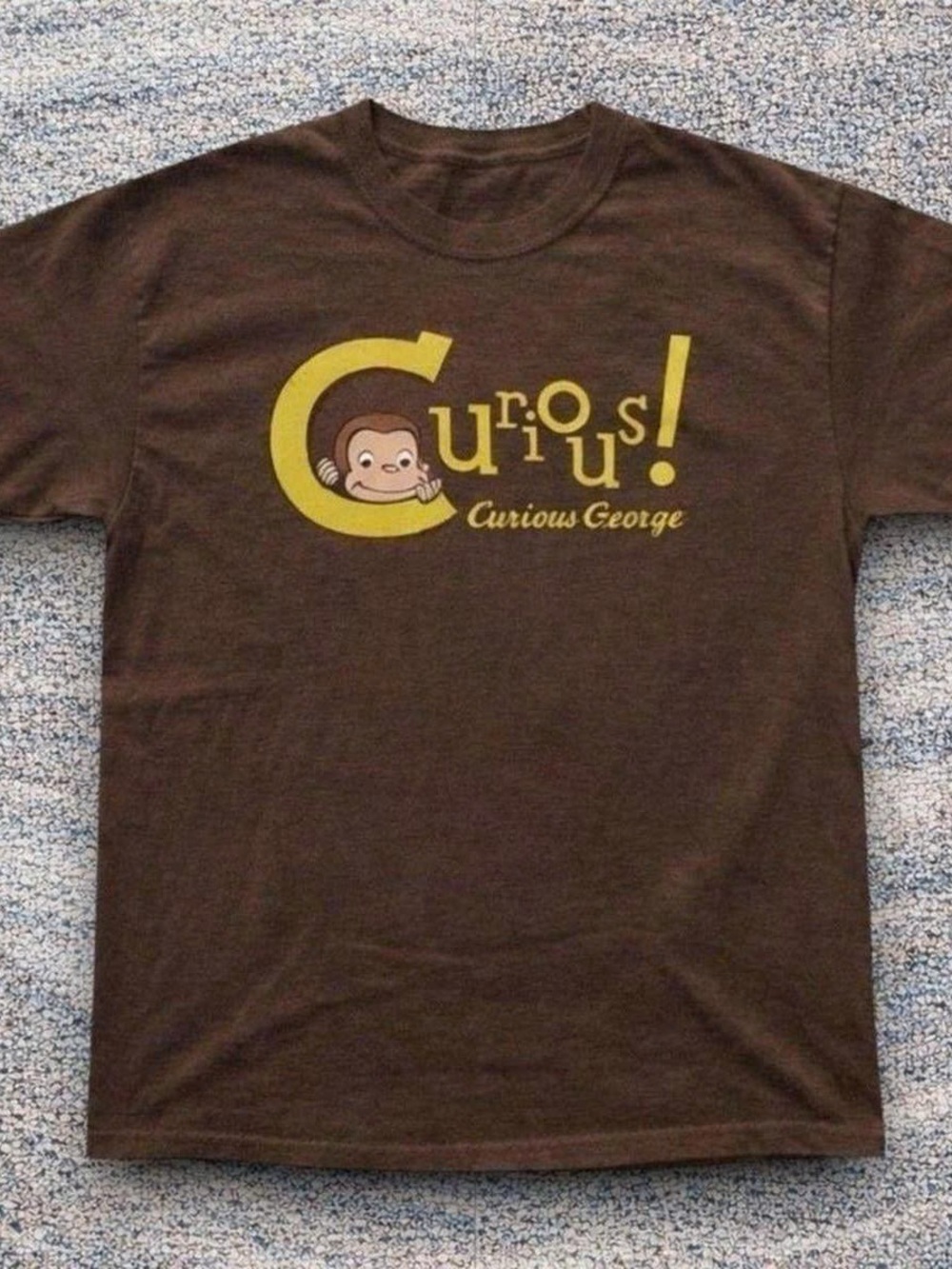 Gildan Brown T-Shirt with Yellow Curious George Graphic